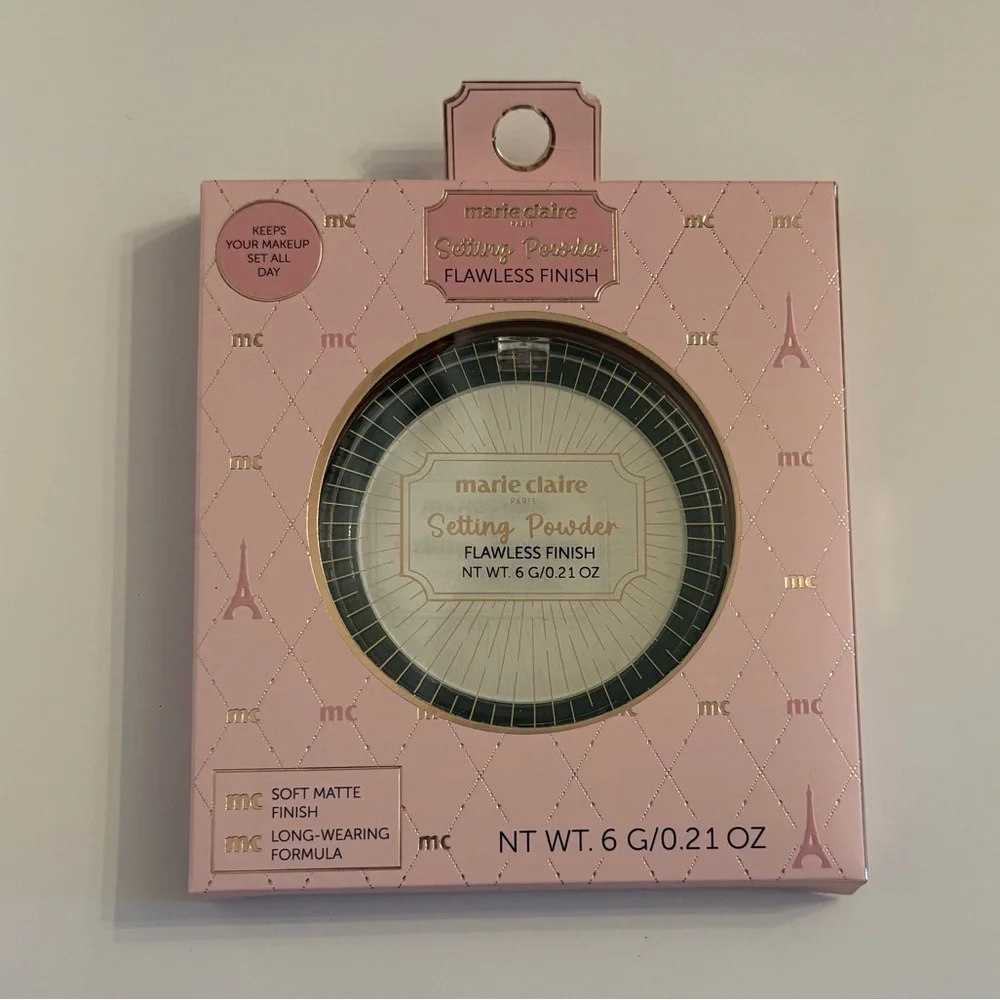 Marie Claire Paris Setting Powder Soft Matte Finish Long Wear Pink White New OS